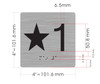 Elevator floor number Jamb Plate sign with braille and raised letter size 4x4 inch -The sensation line ( black silver)