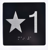 Elevator floor number Jamb Plate sign with braille and raised letter size 4x4 inch -The sensation line ( black silver)