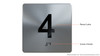 Floor 4- Elevator floor number Jamb Plate sign with braille and raised letter size 4x4 inch -The sensation line ( silver/black)