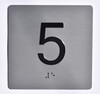 Floor 5- Elevator floor number Jamb Plate sign with braille and raised letter size 4x4 inch -The sensation line ( silver/black)