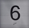 Floor 6- Elevator floor number Jamb Plate sign with braille and raised letter size 4x4 inch -The sensation line ( silver/black)