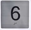 Floor 6- Elevator floor number Jamb Plate sign with braille and raised letter size 4x4 inch -The sensation line ( silver/black)
