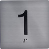Floor 1- Elevator floor number Jamb Plate sign with braille and raised letter size 4x4 inch -The sensation line ( silver/black)
