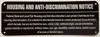 NYC HOUSING AND ANTI-DISCIMINATION NOTICE