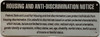 NYC HOUSING AND ANTI-DISCIMINATION NOTICE