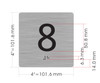 Floor 8- Elevator floor number Jamb Plate sign with braille and raised letter size 4x4 inch -The sensation line ( silver/black)