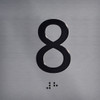 Floor 8- Elevator floor number Jamb Plate sign with braille and raised letter size 4x4 inch -The sensation line ( silver/black)