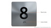 Floor 8- Elevator floor number Jamb Plate sign with braille and raised letter size 4x4 inch -The sensation line ( silver/black)