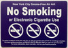 NYC NO SMOKING OR ELECTRONIC CIGARETTES IN COMMAND AREA OF THIS BUILDING SIGN