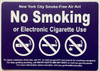 NYC NO SMOKING OR ELECTRONIC CIGARETTES IN COMMAND AREA OF THIS BUILDING Signage