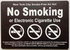 NYC NO SMOKING OR ELECTRONIC CIGARETTES SIGN
