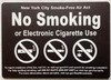 NYC NO SMOKING OR ELECTRONIC CIGARETTES Signage