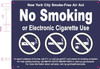 NYC NO SMOKING OR ELECTRONIC CIGARETTES Signage