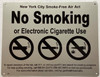 NYC NO SMOKING OR ELECTRONIC CIGARETTES  Safety Sign