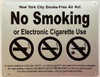 NYC NO SMOKING OR ELECTRONIC CIGARETTES Signage