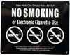 NYC NO SMOKING OR ELECTRONIC CIGARETTES Signage FOR RESTURANTS