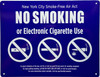 NYC NO SMOKING OR ELECTRONIC CIGARETTES SIGN FOR RESTURANTS