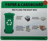 NYC RECYCLING SIGN- PAPER AND CARDBOARD SIGN