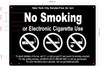 NYC smoke free air act No smoking or electronic cigarette use sign