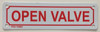 Open Valve  Safety Sign