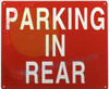 Parking in Rear  Safety Sign