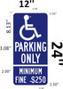 Parking Only - Minimum Fine $250 Reflective Signage -White On Blue-The Pour Tous Blue Line