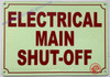 Photoluminescent ELECTRICAL MAIN SHUT-OFF SIGN/GLOW IN THE DARK ELECTRICAL MAIN SHUT-OFF SIGN