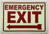 Photoluminescent EMERGENCY EXIT WITH LEFT ARROW  Safety Sign/GLOW IN THE DARK EMERGENCY EXIT WITH LEFT ARROW  Safety Sign