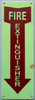 Photoluminescent fire extinguisher ARROW DOWN /GLOW IN THE DARK fire extinguisher ARROW DOWN