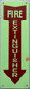 Photoluminescent fire extinguisher ARROW DOWN  Safety Sign/GLOW IN THE DARK fire extinguisher ARROW DOWN  Safety Sign