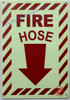 Photoluminescent Fire Hose Arrow Down SIGN/GLOW IN THE DARK Fire Hose Arrow Down SIGN
