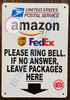 Please Ring Bell And If No Answer Leave Packages Here Signage