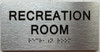 RECREATION ROOM Signage with Raised letters/Image & Grade 2 Braille - Includes Red Adhesive pad for Easy Installation - The park Ave Line