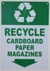Recycle - Cardboard Paper Magazines Sign With Down Arrow Sign )