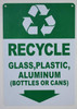 Recycle Glass,Plastic,Aluminium  Safety Sign (Green/White, Aluminium-Rust Free, Size 7X10)