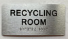 RECYCLING ROOM  Safety Sign with Raised letters/Image & Grade 2 Braille - Includes Red Adhesive pad for Easy Installation - The park Ave Line