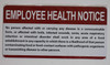 Restaurant/Food Facility Employee Health Notice  Safety Sign