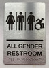 Restroom / Unisex ADA Compliant sign with Raised letters/Image & Grade 2 Braille - Includes Red Adhesive pad for Easy Installation - The park Ave Line (ALL Gender Access')