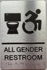 Restroom / Unisex ADA Compliant  with Raised letters/Image & Grade 2 Braille - Includes Red Adhesive pad for Easy Installation - The park Ave Line (ALL Gender Accessible)
