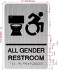 Restroom / Unisex ADA Compliant sign with Raised letters/Image & Grade 2 Braille - Includes Red Adhesive pad for Easy Installation - The park Ave Line (ALL Gender Accessible)