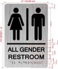 Restroom / Unisex ADA Compliant  Safety Sign with Raised letters/Image & Grade 2 Braille - Includes Red Adhesive pad for Easy Installation - The park Ave Line (All Gender Restroom)