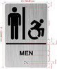 Restroom / Unisex ADA Compliant Signage with Raised letters/Image & Grade 2 Braille - Includes Red Adhesive pad for Easy Installation - The park Ave Line (Men Accessible)
