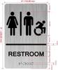 Restroom / Unisex ADA Compliant Signage with Raised letters/Image & Grade 2 Braille - Includes Red Adhesive pad for Easy Installation - The park Ave Line (Restroom Accessible)
