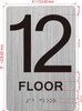 12th floor  with Raised letters/Image & Grade 2 Braille - Includes Red Adhesive pad for Easy Installation - The park Ave Line  Building Sign