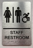 Restroom / Unisex ADA Compliant  with Raised letters/Image & Grade 2 Braille - Includes Red Adhesive pad for Easy Installation - The park Ave Line (STAFF RESTROOM ACCESSIBLE)