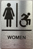 Restroom / Unisex ADA Compliant Signage with Raised letters/Image & Grade 2 Braille - Includes Red Adhesive pad for Easy Installation - The park Ave Line (Women Accessible)