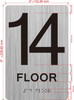 14th floor  with Raised letters/Image & Grade 2 Braille - Includes Red Adhesive pad for Easy Installation - The park Ave Line  Building Sign