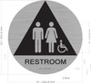 RESTROOM SIGN Tactile Graphics Grade 2 Braille Text with raised letters aluminum, Safety Sign for Office, school Hospital,brush SILVER