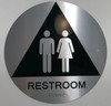 RESTROOM Signage Tactile Graphics Grade 2 Braille Text with raised letters aluminum, Safety Signage for Office, school Hospital,brush SILVER