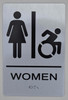 RESTROOM Signage Tactile Graphics Grade 2 Braille Text with raised letters aluminum, Safety Signage for Office, school Hospital,brush SILVER